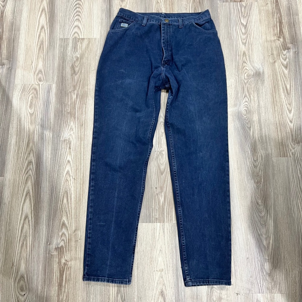 Wrangler For Women Vintage High Waisted Straight Leg Jeans Dark Wash 8x34 Indigo - Picture 2 of 9